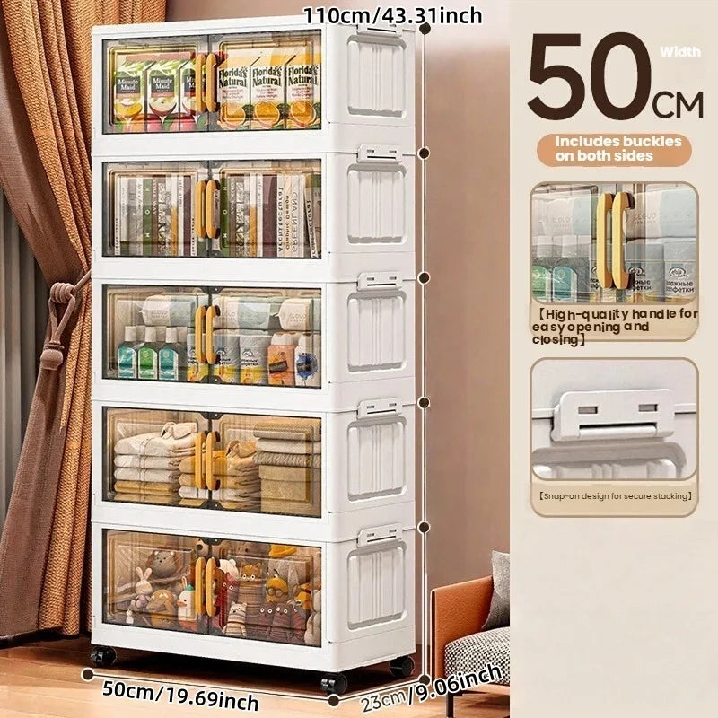 Foldable Double-Door Storage Cabinet — Space-Saving Floor Standing Organizer