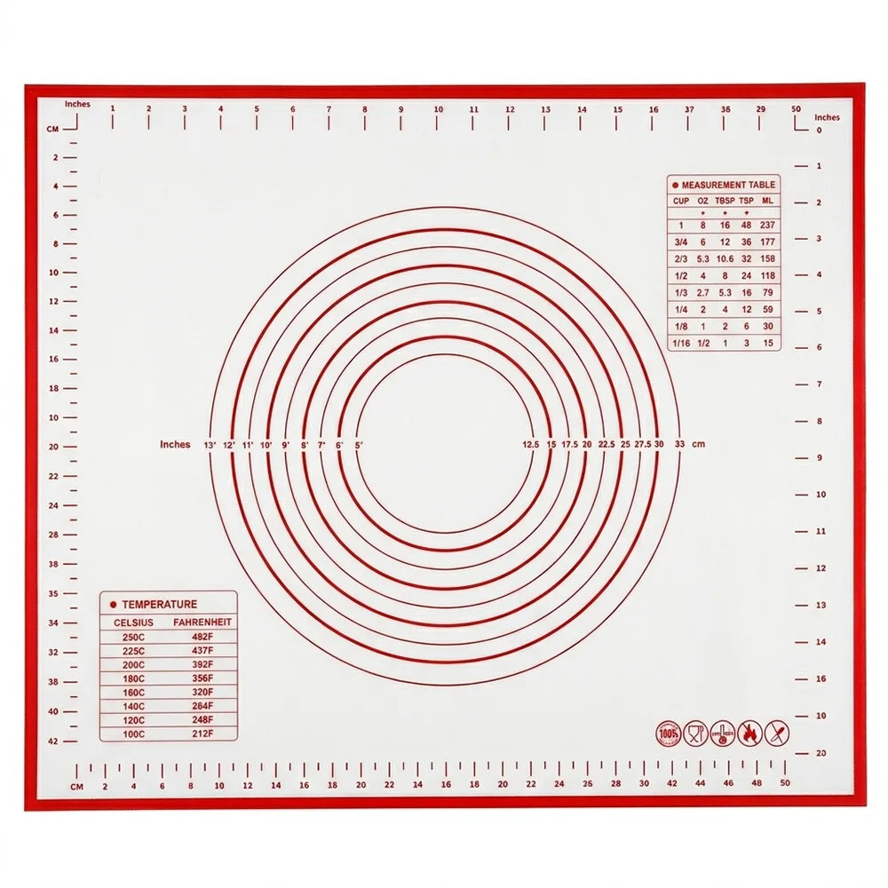 buyyes Silicone Baking Mat — Non-Stick Dough Kneading Pad for Pizza & Pastry