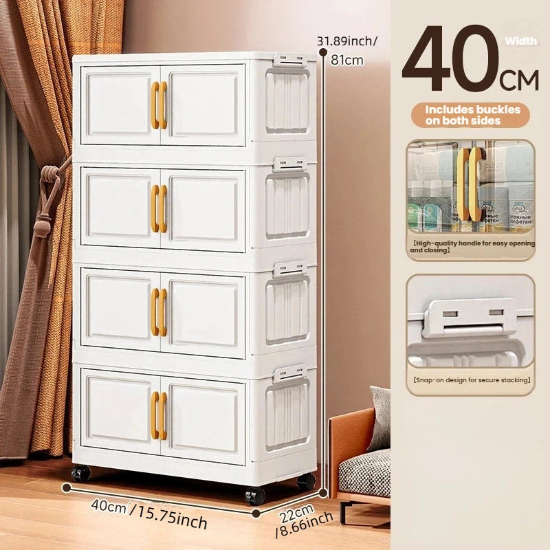Foldable Double-Door Storage Cabinet — Space-Saving Floor Standing Organizer