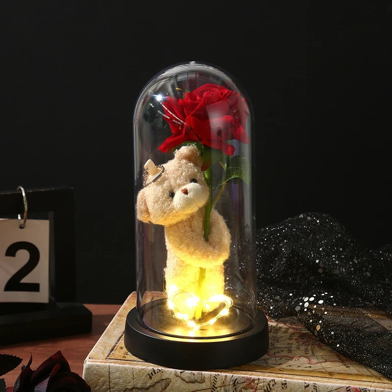 Eternal Rose in Glass Dome — LED Light Decorative Flower Gift