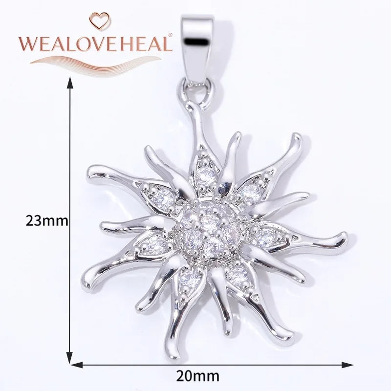 Spiral Vortex Sun Pendants — 18K Gold Plated Zirconia Charms for Jewelry Making