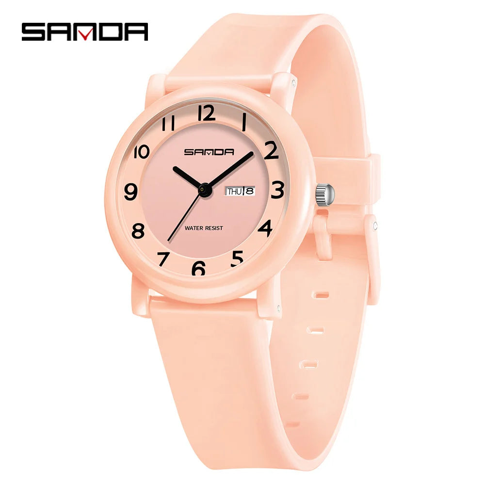 SANDA Children's Quartz Watch — Waterproof Sport Design with Dual Calendar