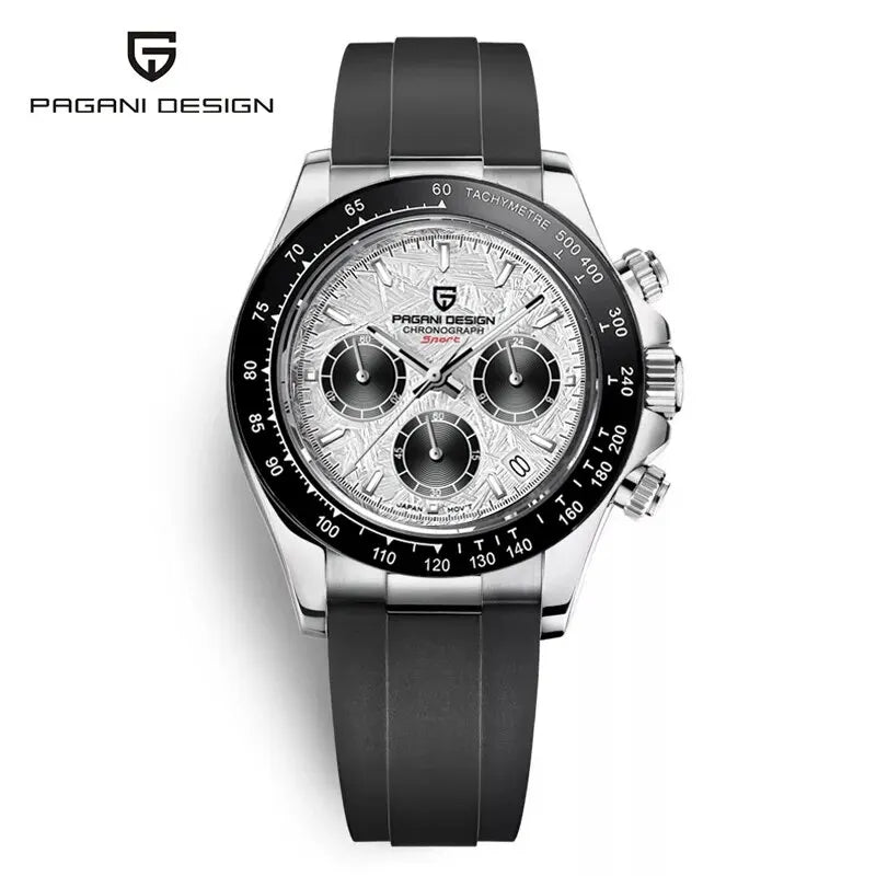 PAGANI DESIGN Luxury Chronograph Watch — Rose Gold Stainless Steel Sport Wristwatch