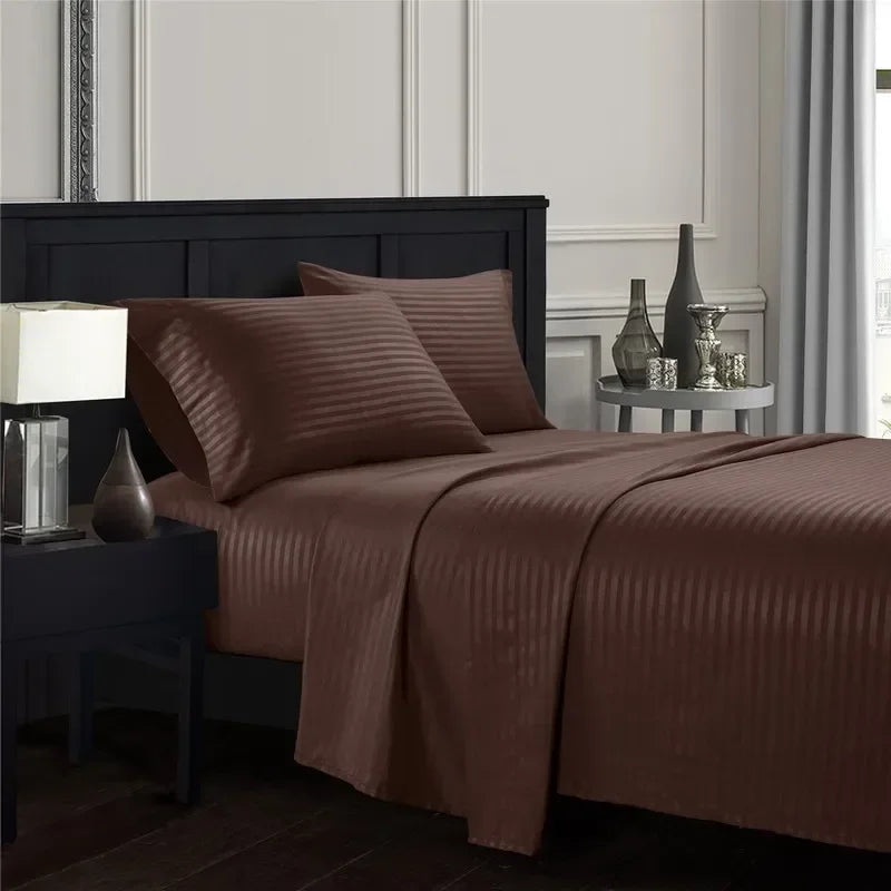 mystybloom Embossed Brushed Stripe Bedding Set — Soft Textured Sheet Collection