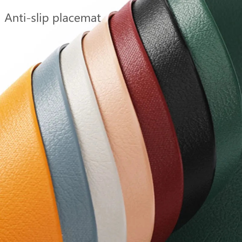 PU Leather Placemat and Coaster Set — Waterproof & Oil-Proof Table Mats
