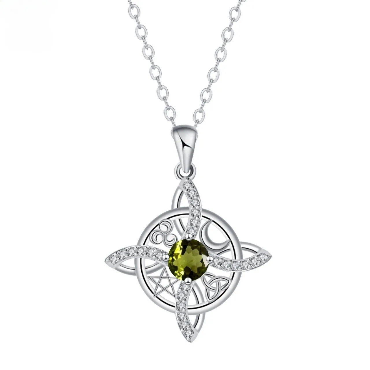 YILUOCD Mystical Birthstone Witches Knot Necklace — Vintage Crystal Pendant