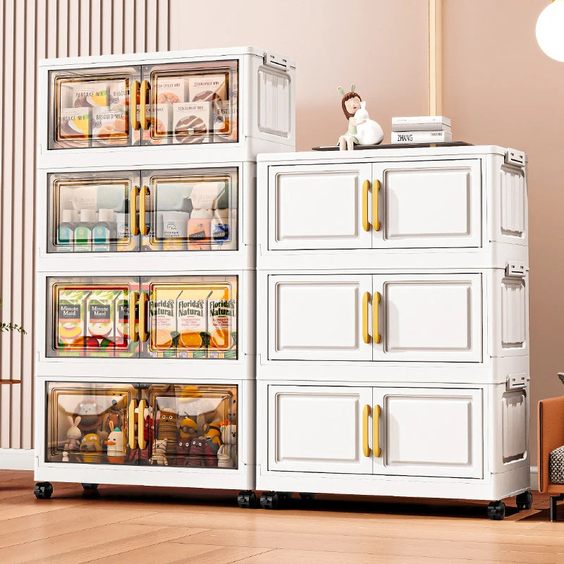 Foldable Double-Door Storage Cabinet — Space-Saving Floor Standing Organizer