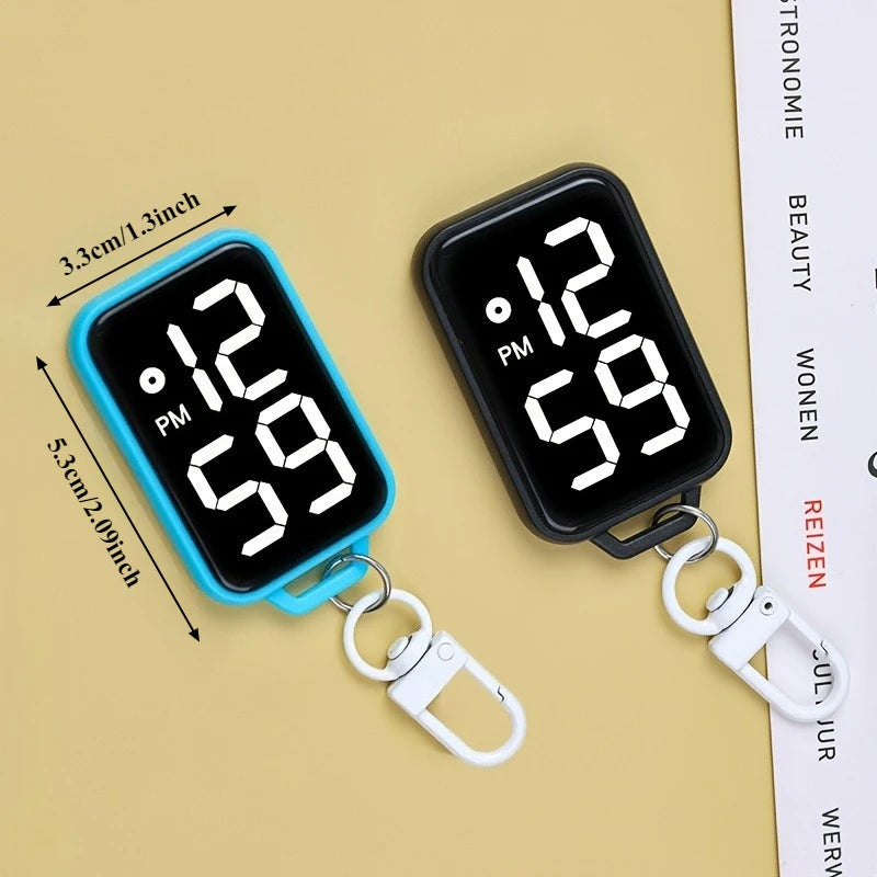Digital LED Keychain Pocket Watch — Luminous Touch Display Pendant