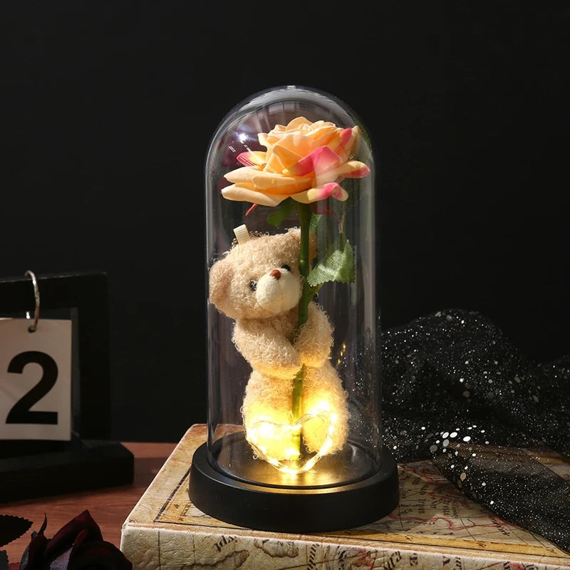 Eternal Rose in Glass Dome — LED Light Decorative Flower Gift