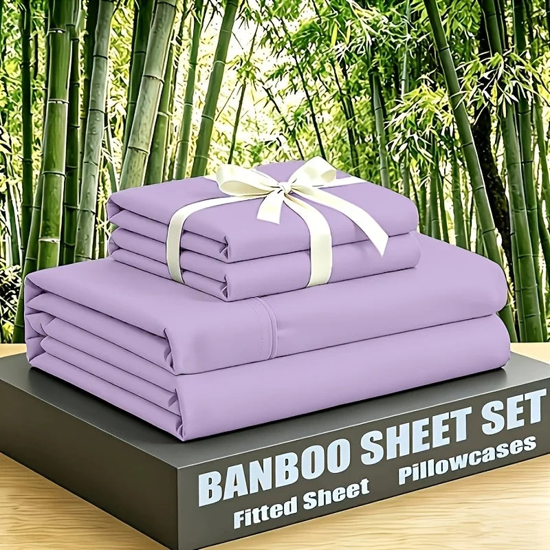 Luxury Cooling Bamboo Bed Sheet Set — Soft Breathable Bedding, Deep Pockets