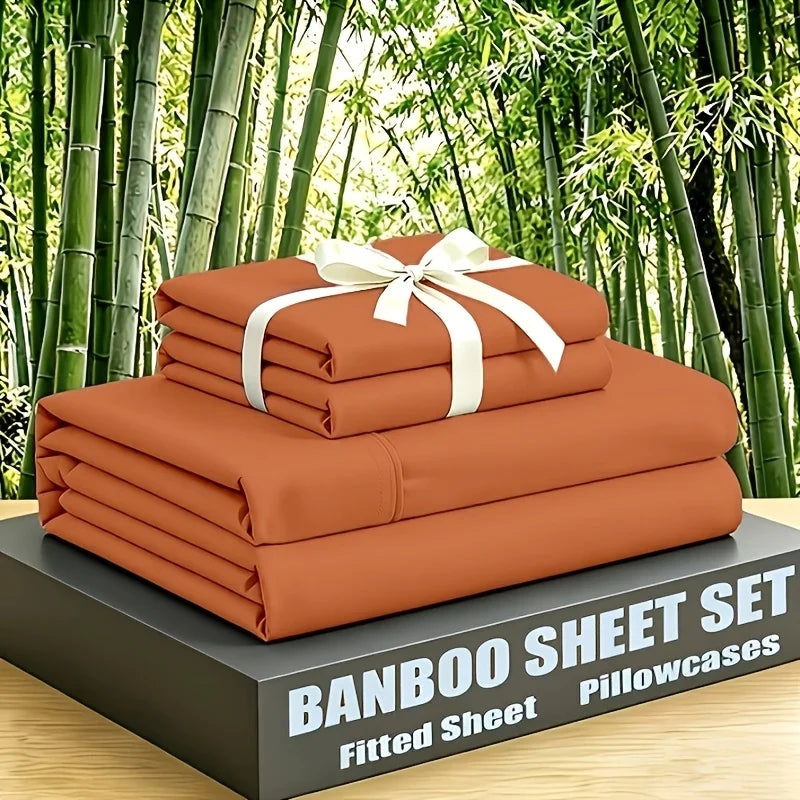 Luxury Cooling Bamboo Bed Sheet Set — Soft Breathable Bedding, Deep Pockets