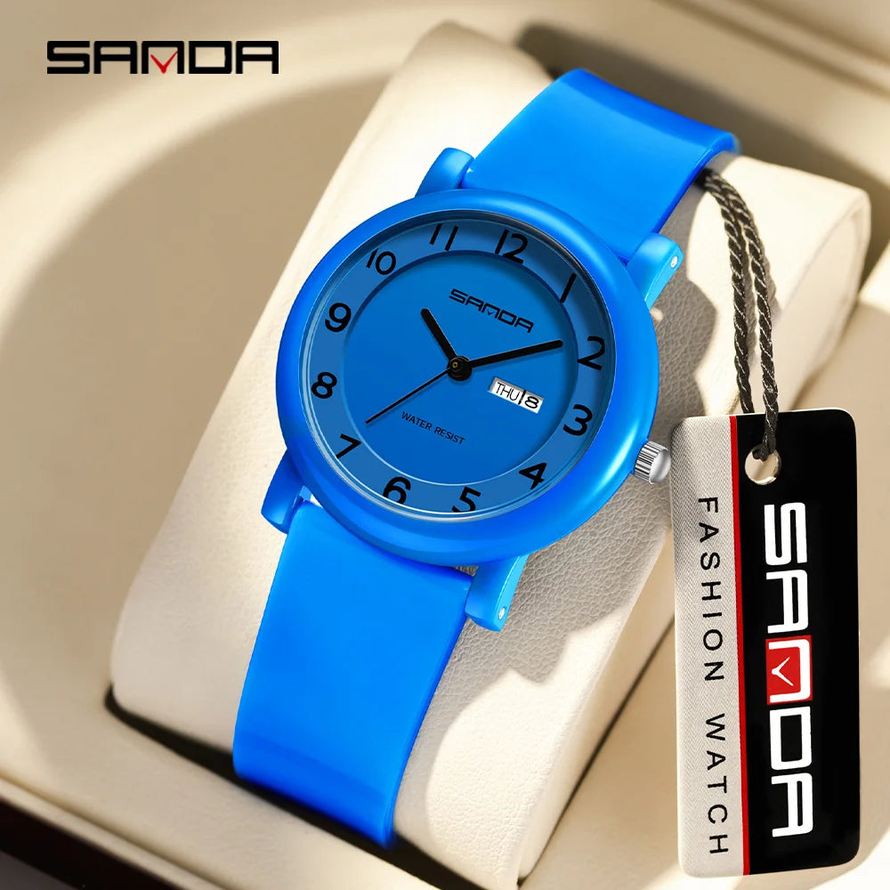 SANDA Children's Quartz Watch — Waterproof Sport Design with Dual Calendar