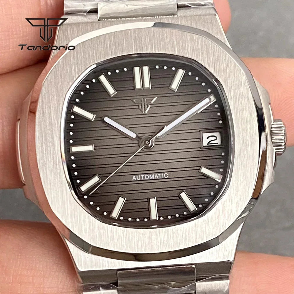 tandorio Square Automatic Watch — 40mm Stainless Steel Mechanical Wristwatch
