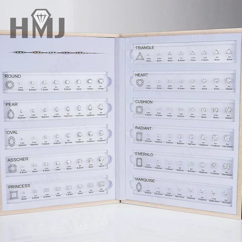 HMJ Gemstone Size Comparison Chart — Brilliant Cut Cubic Zirconia Tool
