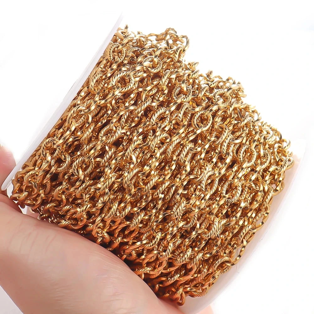 Stainless Steel Jewelry Chain — 1M Gold or Steel Link Chain for DIY Crafts