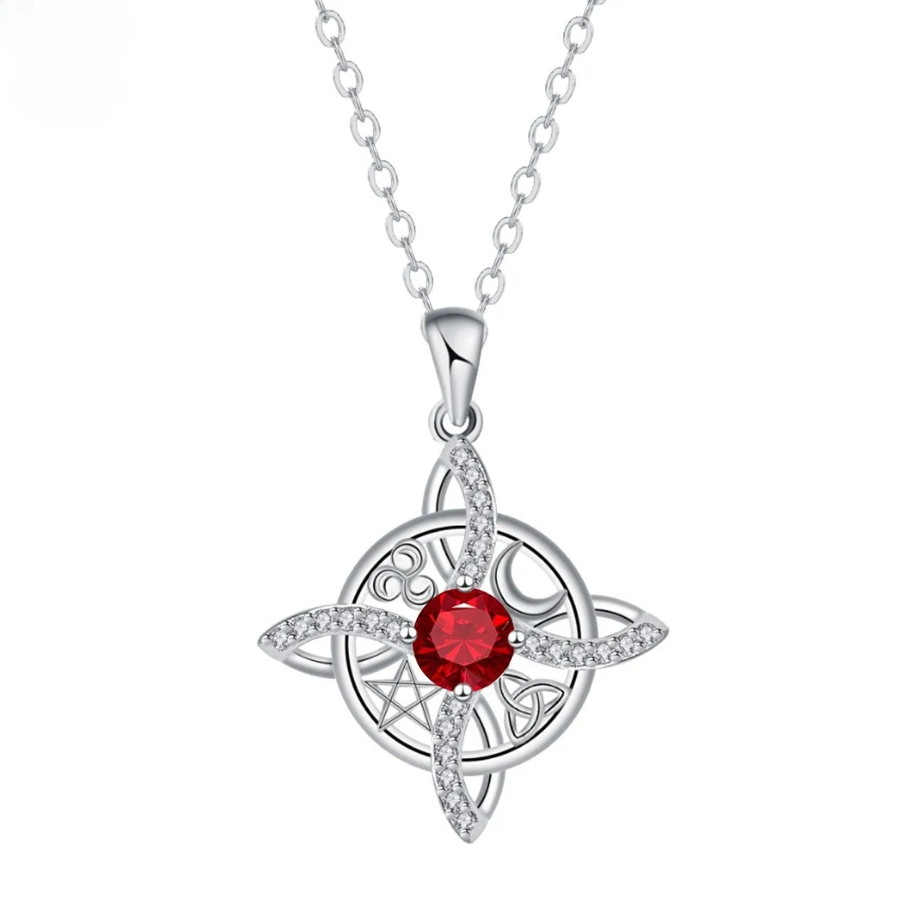 YILUOCD Mystical Birthstone Witches Knot Necklace — Vintage Crystal Pendant