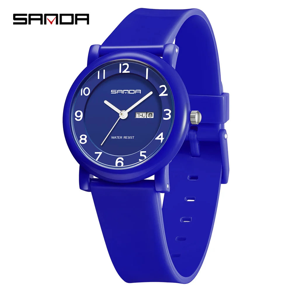 SANDA Children's Quartz Watch — Waterproof Sport Design with Dual Calendar