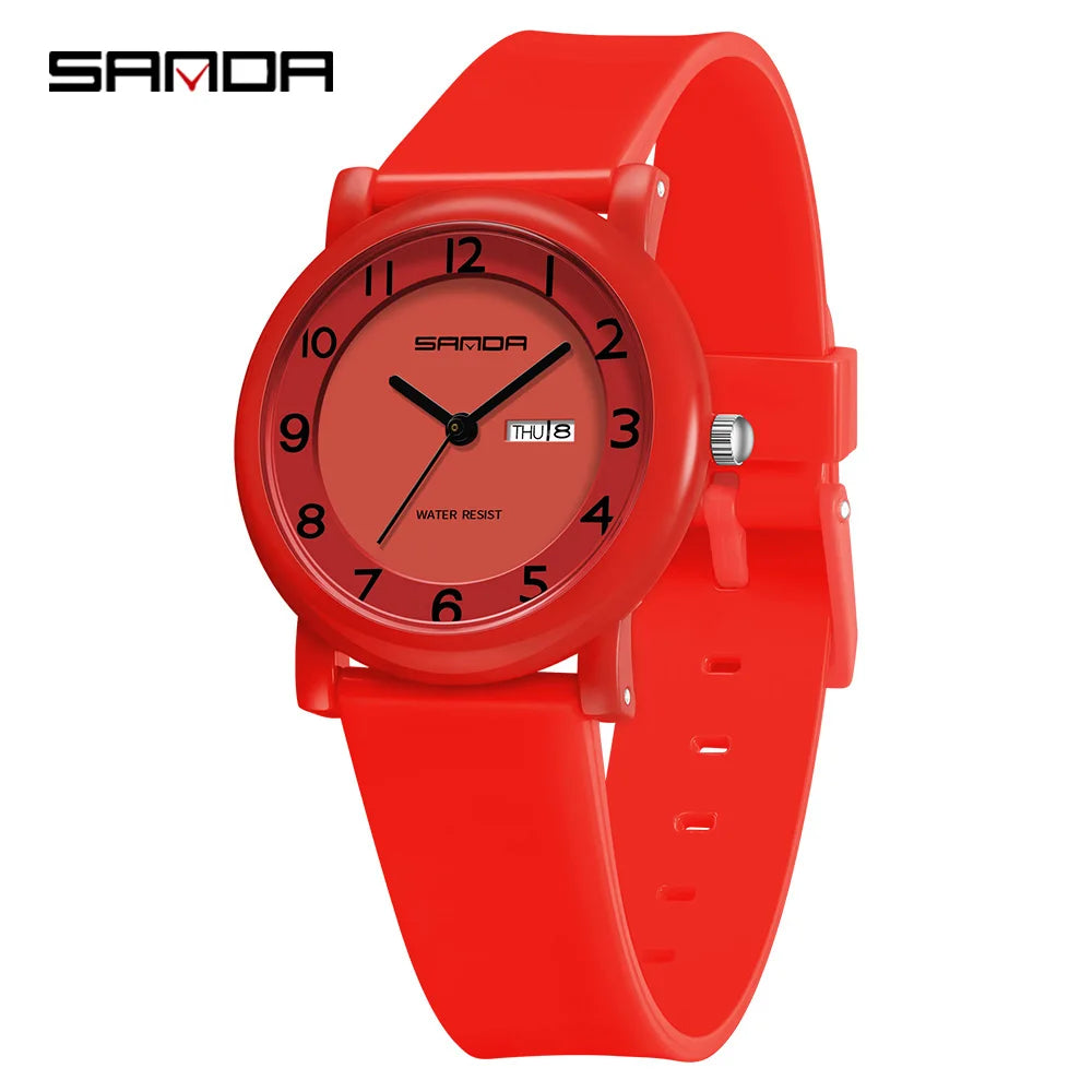 SANDA Children's Quartz Watch — Waterproof Sport Design with Dual Calendar