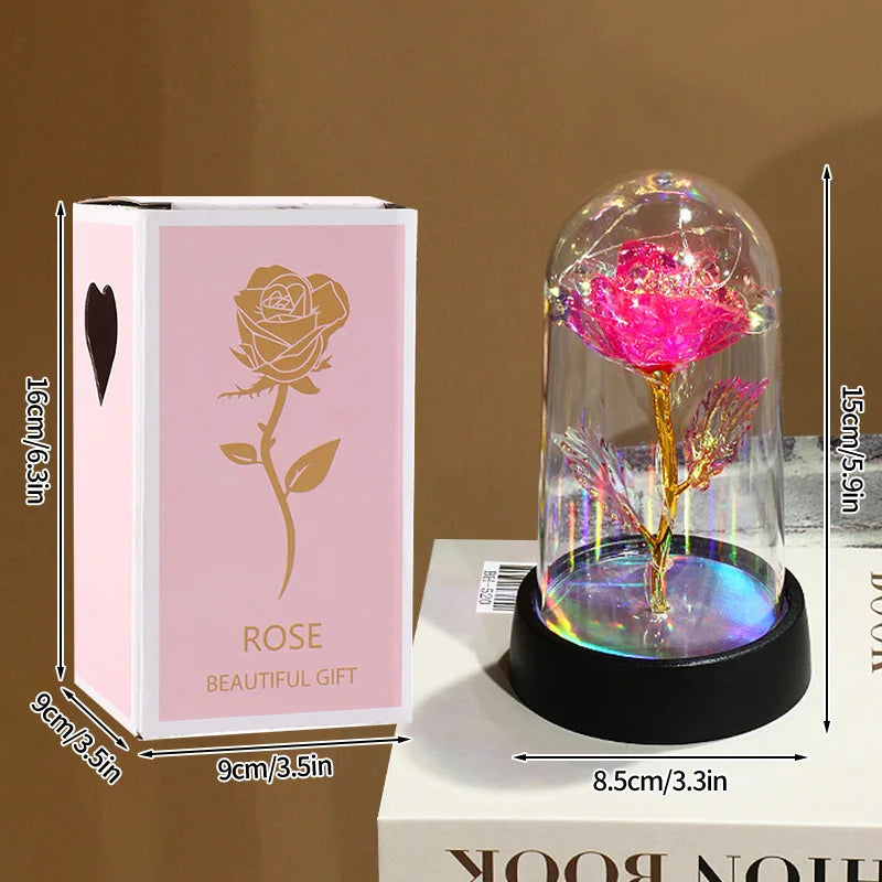 Eternal Rose in Glass Dome — LED Light Decorative Flower Gift