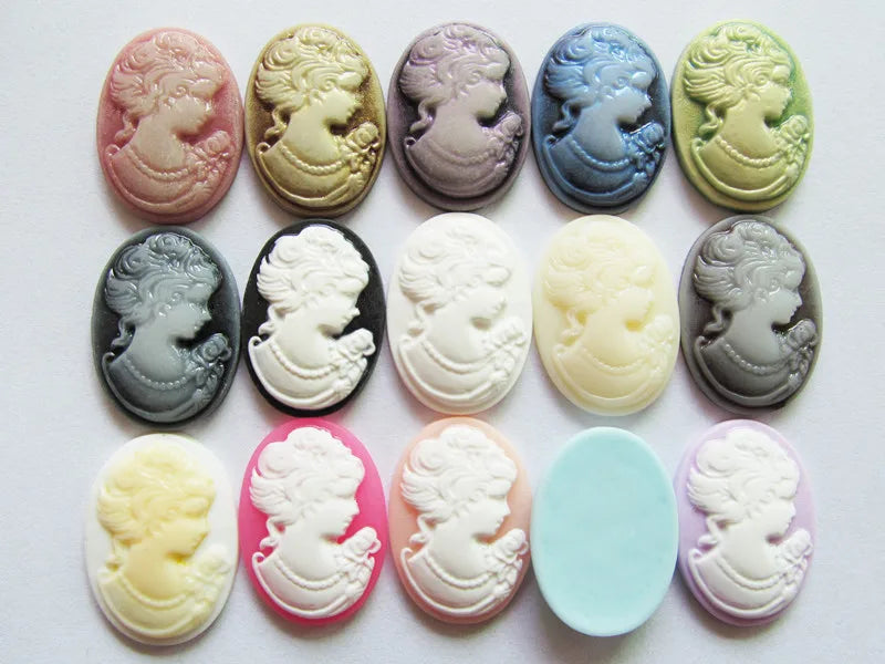 Oval Resin Cameo Charms — 20 Piece Flatback Jewelry Finding Set