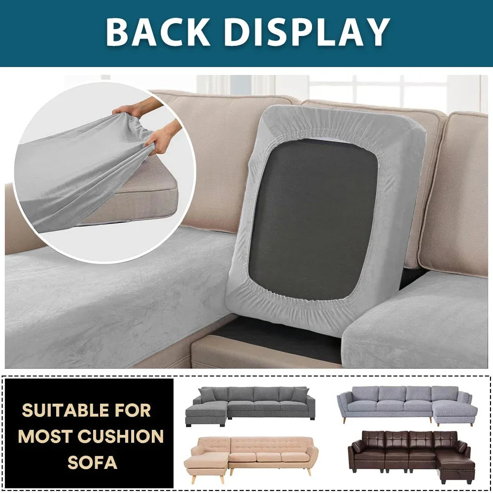 Plush Velvet Sofa Cushion Covers — Soft Stretch Furniture Protector