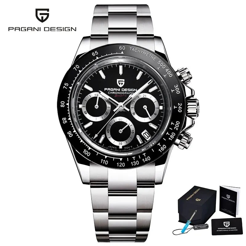 PAGANI DESIGN Luxury Chronograph Watch — Rose Gold Stainless Steel Sport Wristwatch