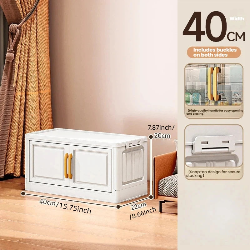 Foldable Double-Door Storage Cabinet — Space-Saving Floor Standing Organizer