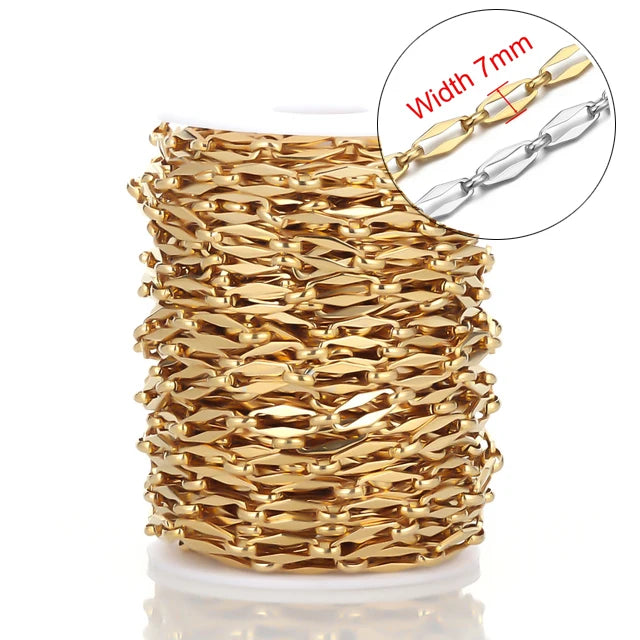 Stainless Steel Jewelry Chain — 1M Gold or Steel Link Chain for DIY Crafts