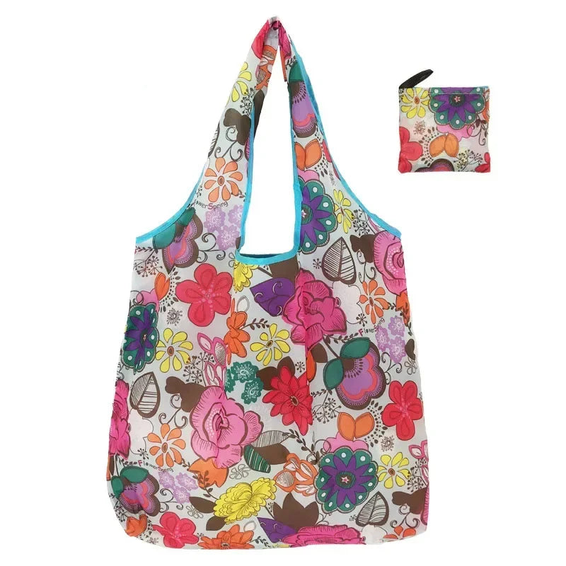 eTya Reusable Floral Shopping Bag — Foldable Large Capacity Tote