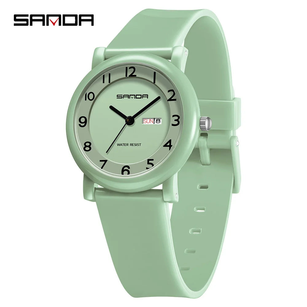 SANDA Children's Quartz Watch — Waterproof Sport Design with Dual Calendar
