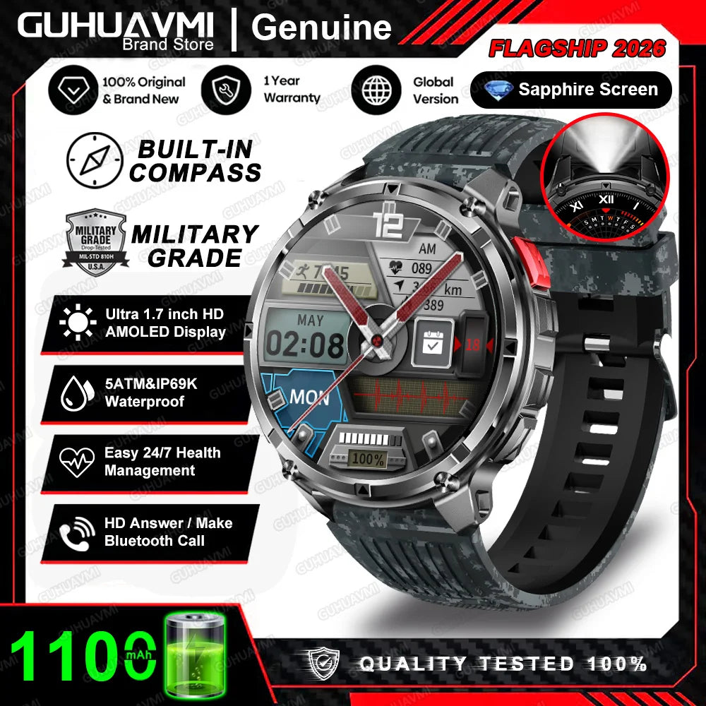 TAVYU T-Rex3 Pro Smartwatch — Rugged Military GPS Outdoor Watch