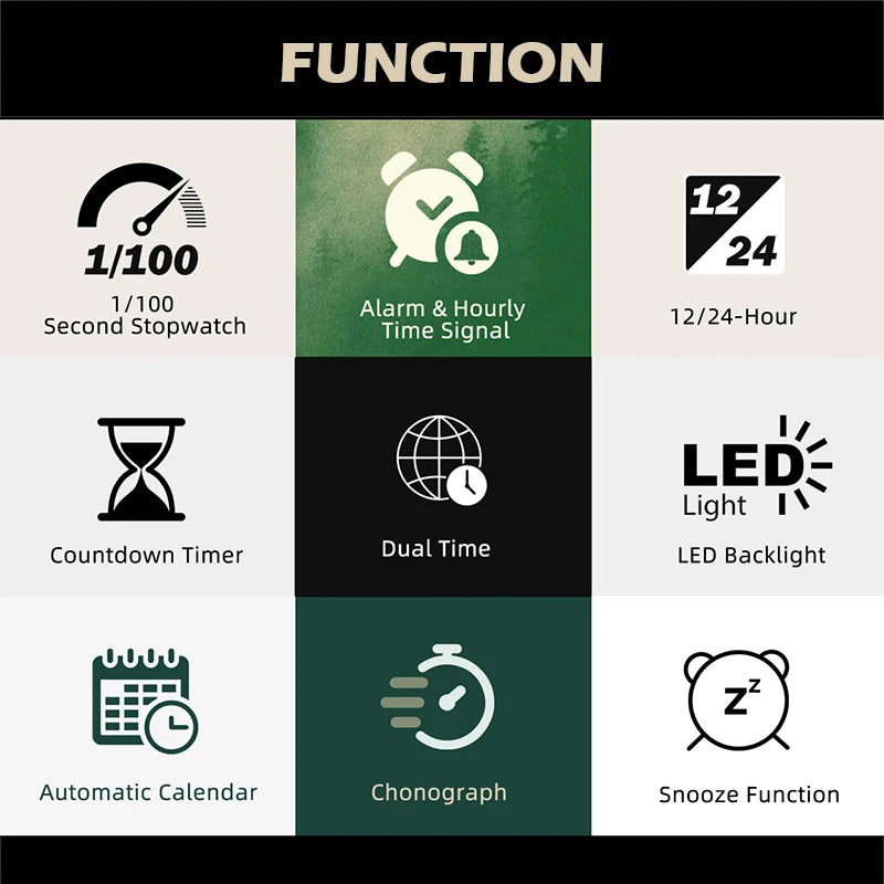 NORTH EDGE TERRAX Digital Watch — Waterproof Outdoor Sports Timepiece