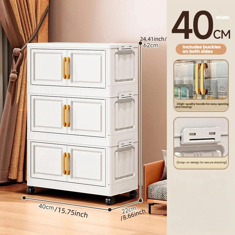 Foldable Double-Door Storage Cabinet — Space-Saving Floor Standing Organizer