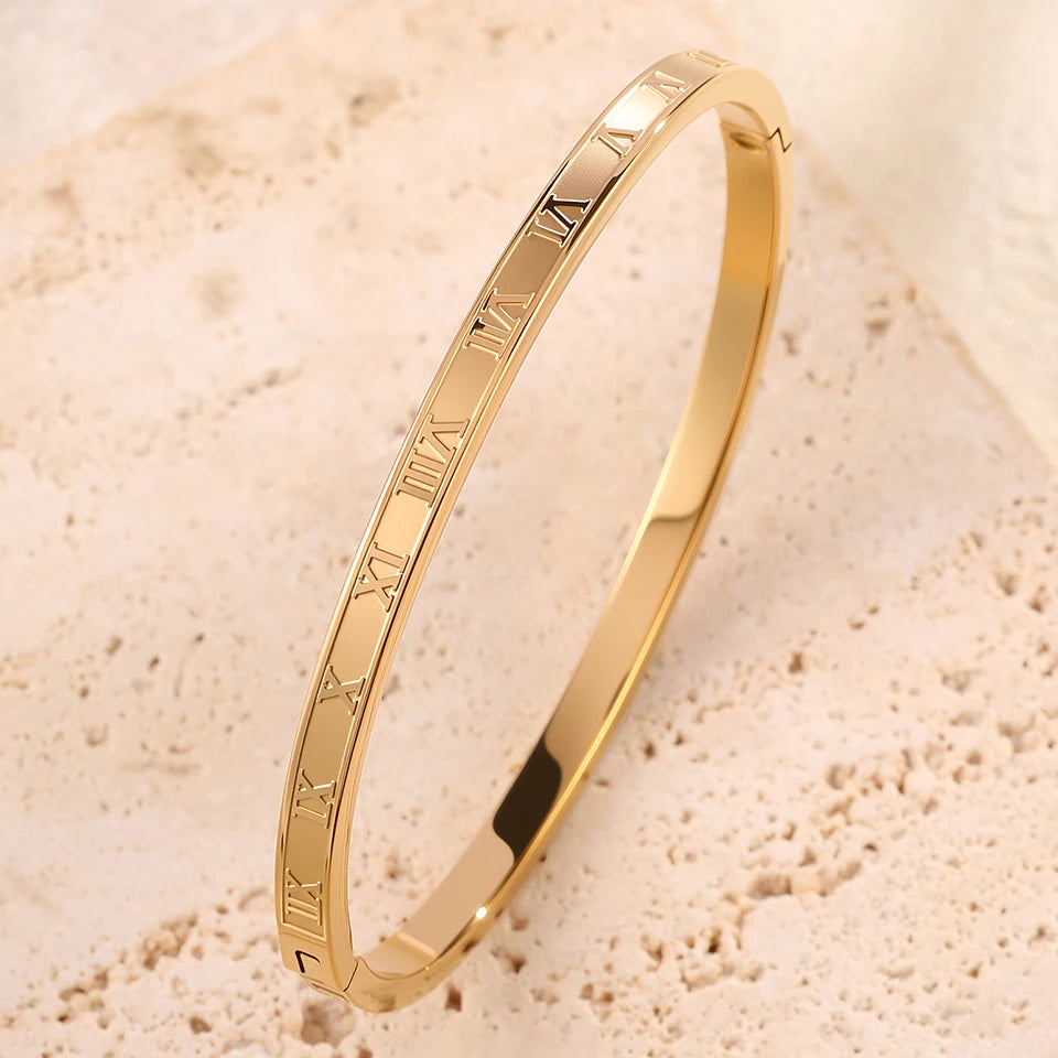 Sparkling Zirconia Stainless Steel Bracelet Set — Stackable Cuff Bangles for Women