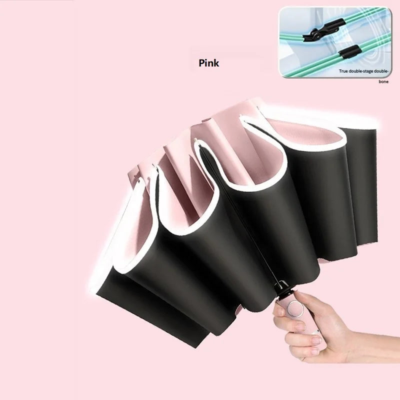 Automatic Reverse Folding Umbrella — Windproof UV Protection with Reflective Stripe