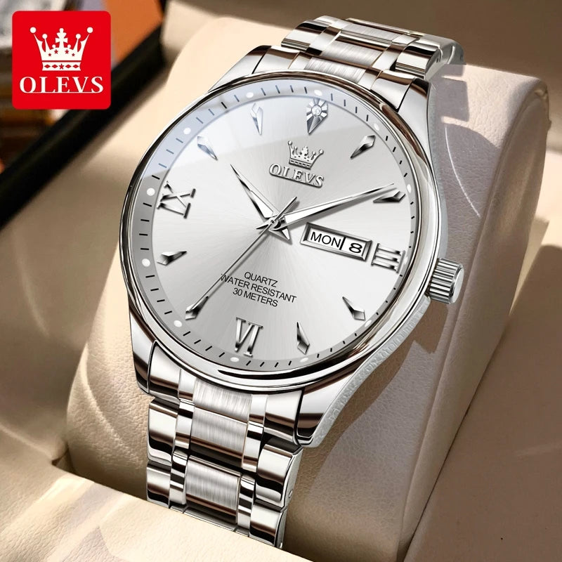 OLEVS 9806 Luxury Couple Watch Set — Waterproof Quartz Timepiece with Luminous Display