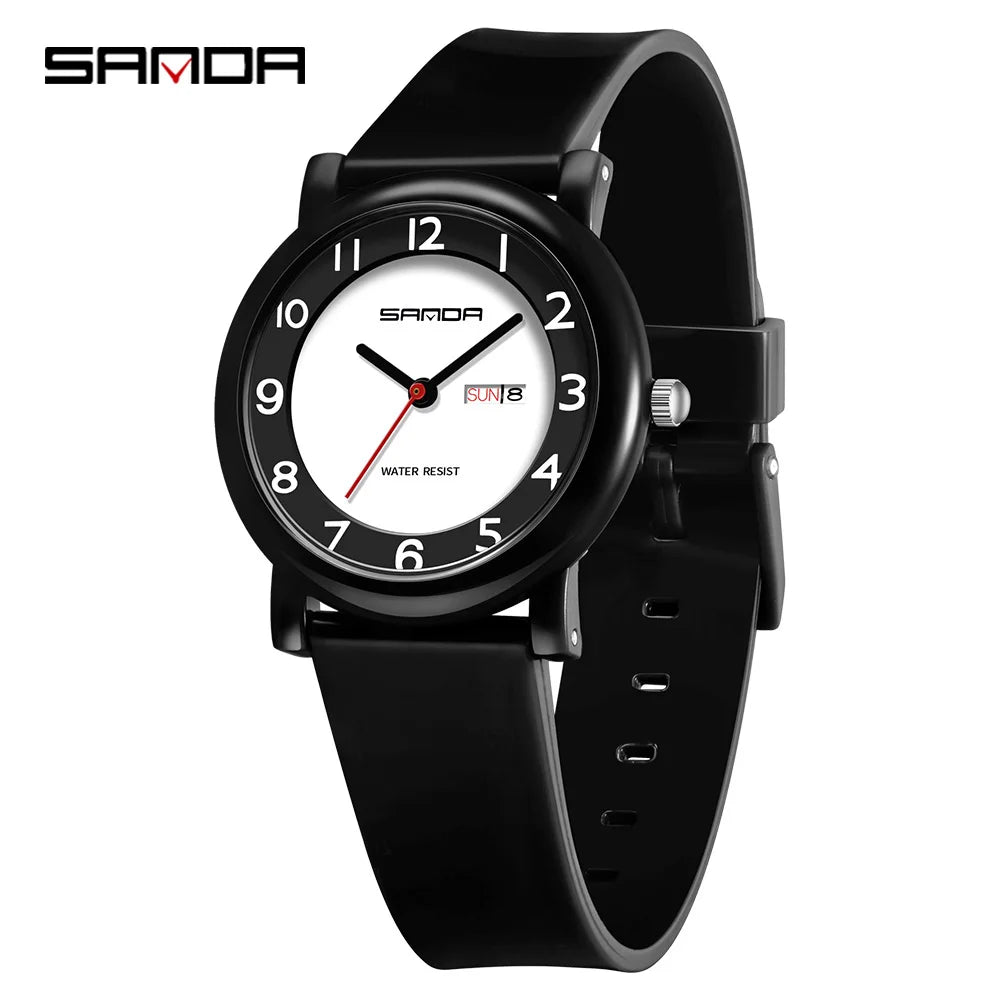 SANDA Children's Quartz Watch — Waterproof Sport Design with Dual Calendar
