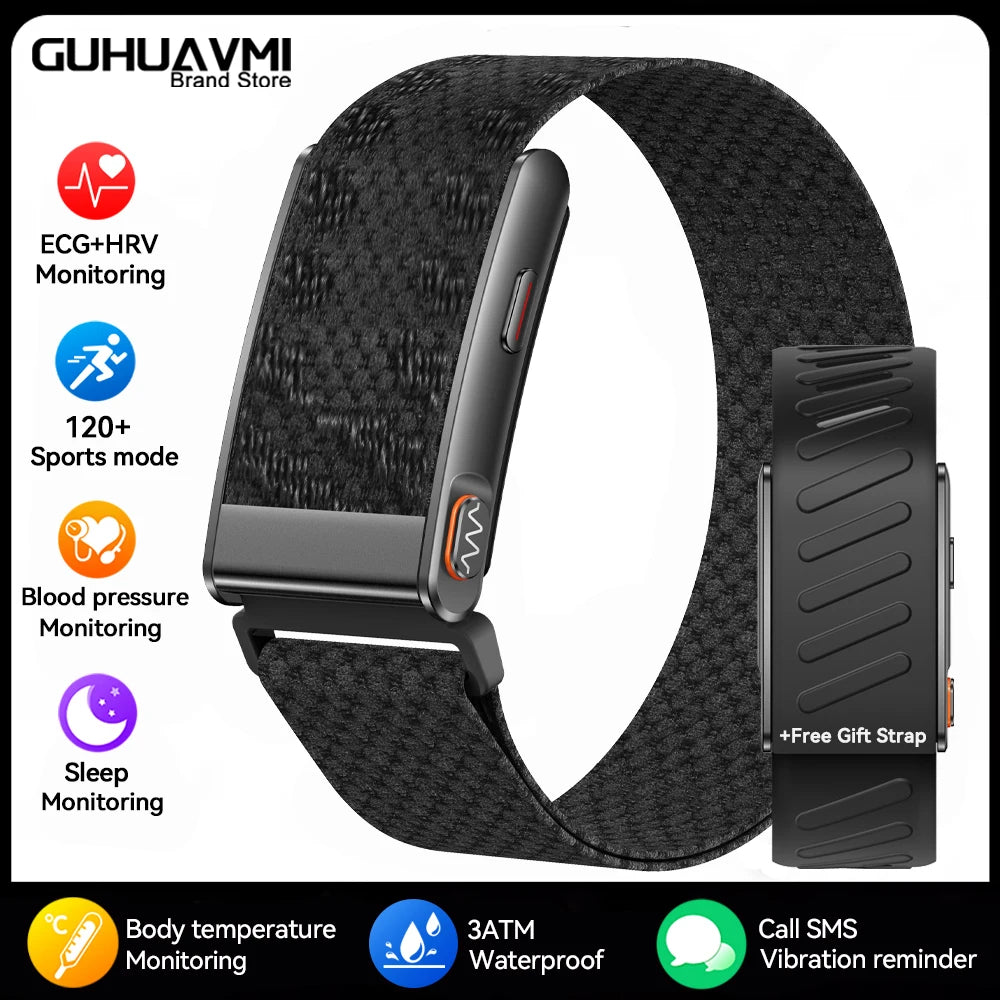 GUHUAVMI Screenless Smart Health Bracelet — 24/7 ECG & SpO2 Fitness Tracker