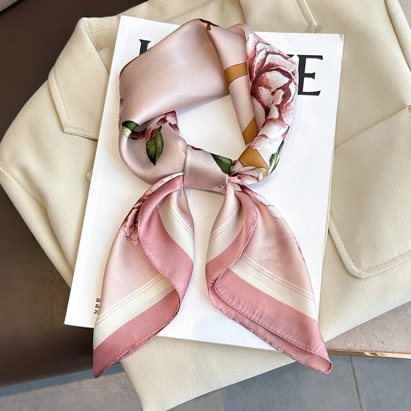 SENAIFEI Printed Silk Scarf — Luxury Square Shawl & Decorative Headband