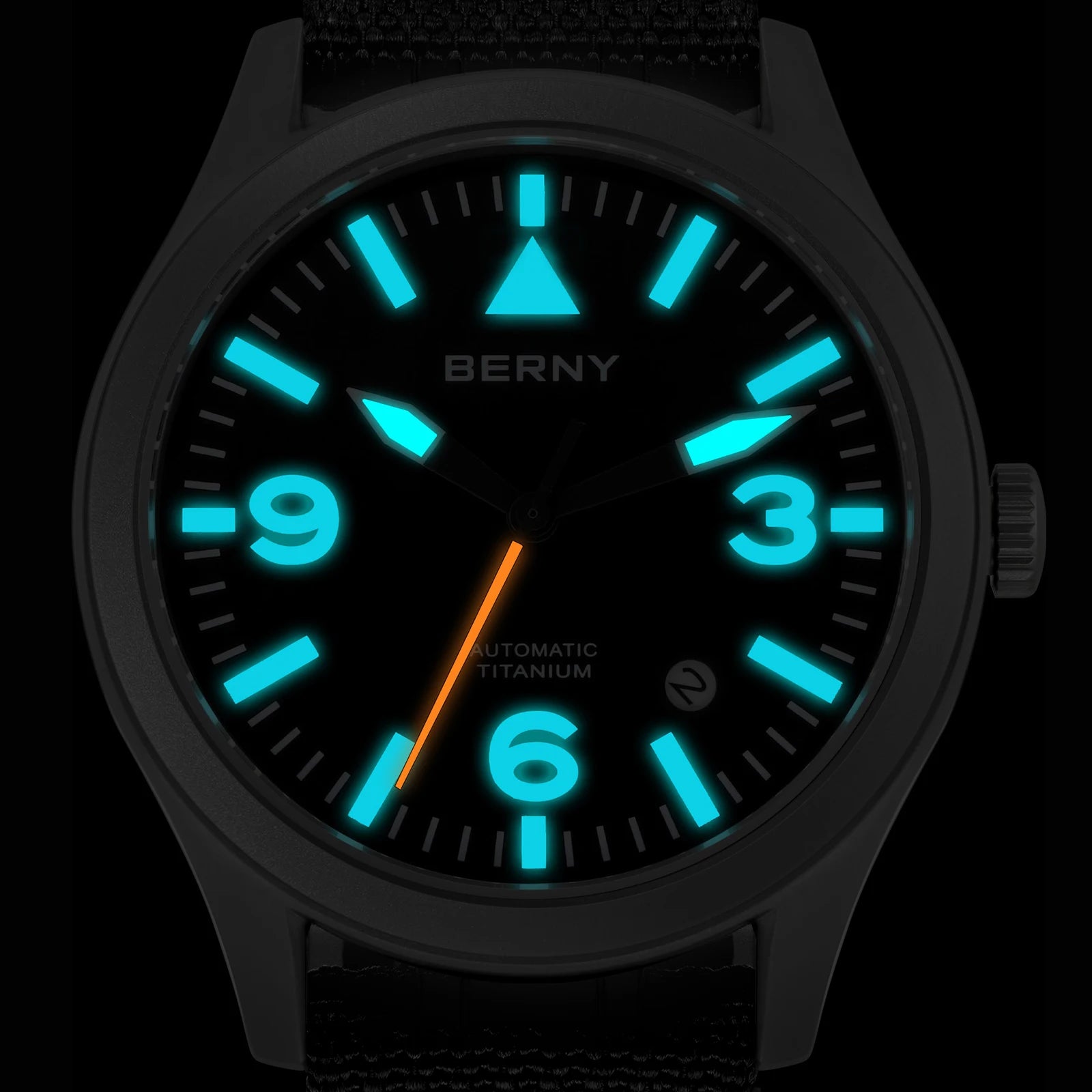 BERNY Full Titanium Automatic Watch — Sapphire Glass & Luminous Aviation Style