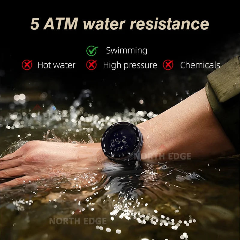NORTH EDGE TERRAX Digital Watch — Waterproof Outdoor Sports Timepiece