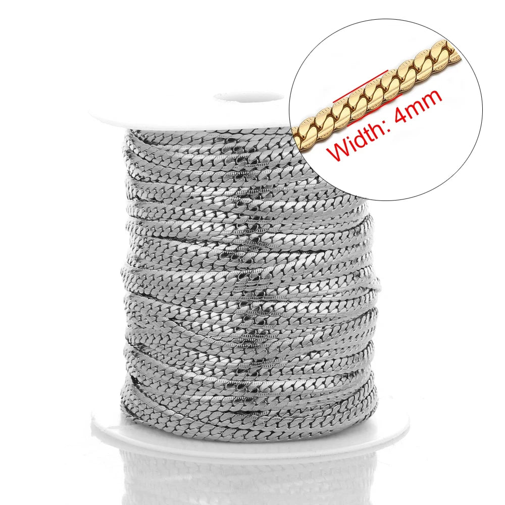 Stainless Steel Jewelry Chain — 1M Gold or Steel Link Chain for DIY Crafts