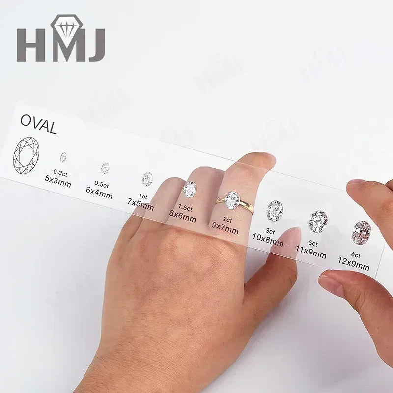 HMJ Gemstone Size Comparison Chart — Brilliant Cut Cubic Zirconia Tool