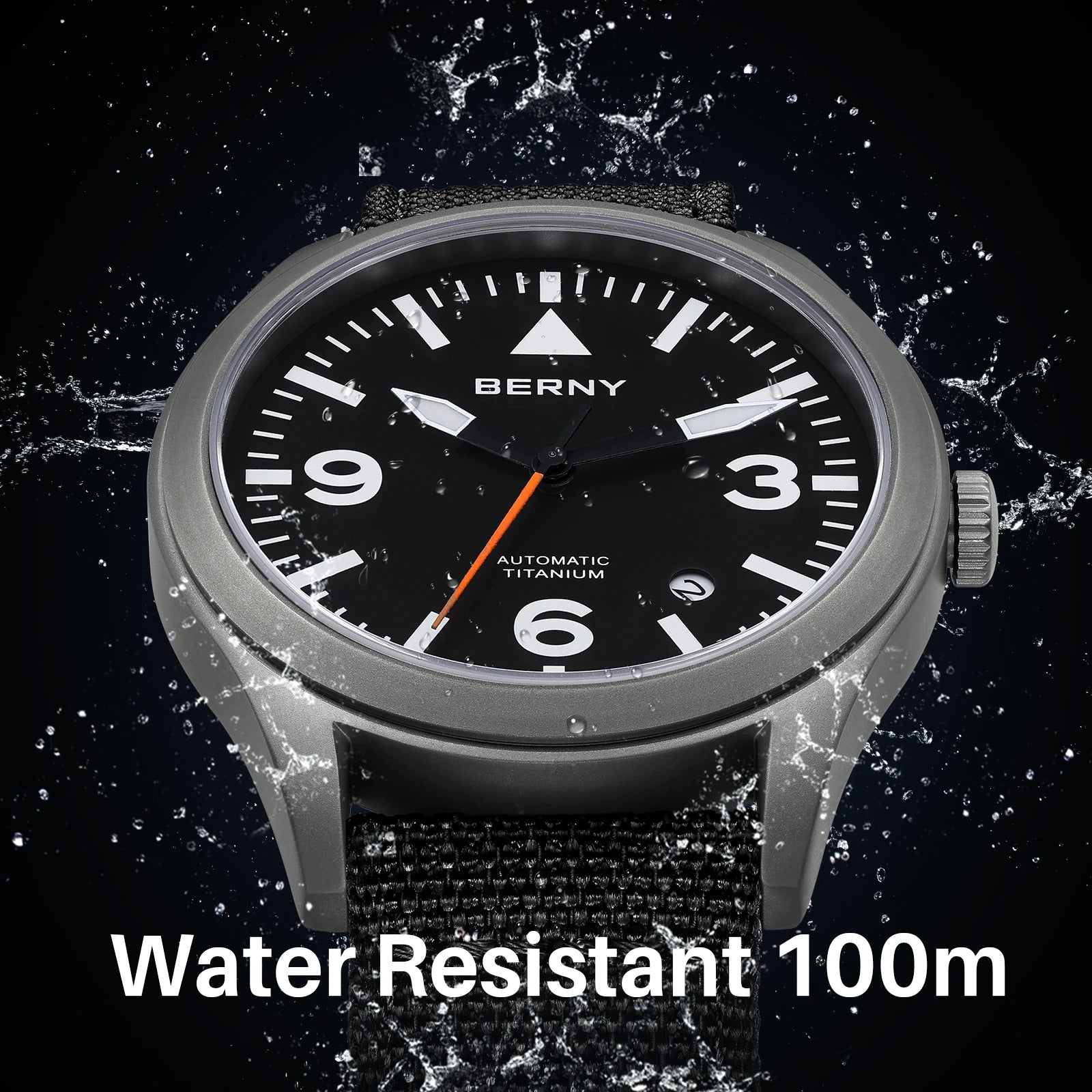 BERNY Full Titanium Automatic Watch — Sapphire Glass & Luminous Aviation Style