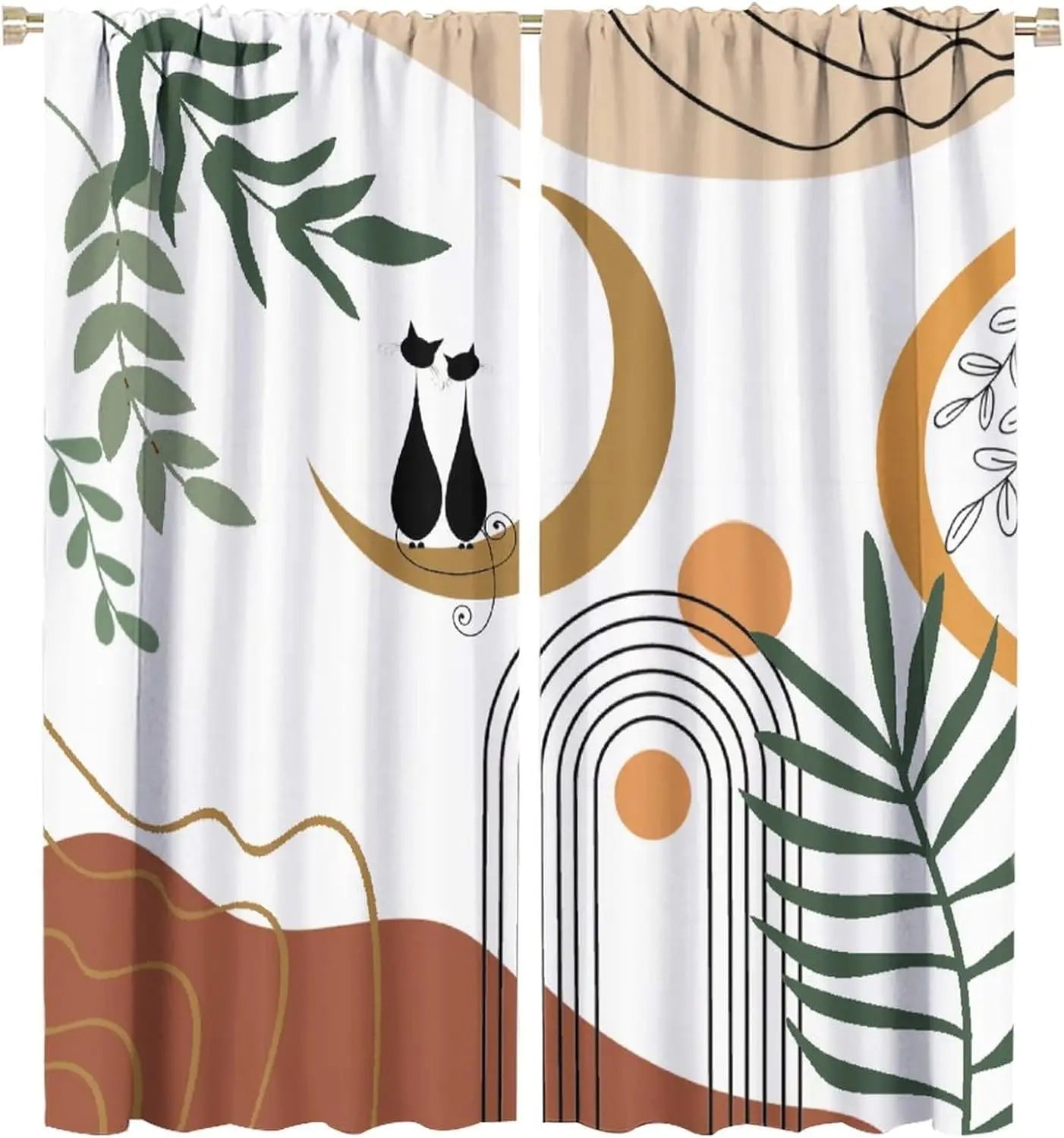Mid Century Retro Geometric Curtains — Vintage Style Window Treatments