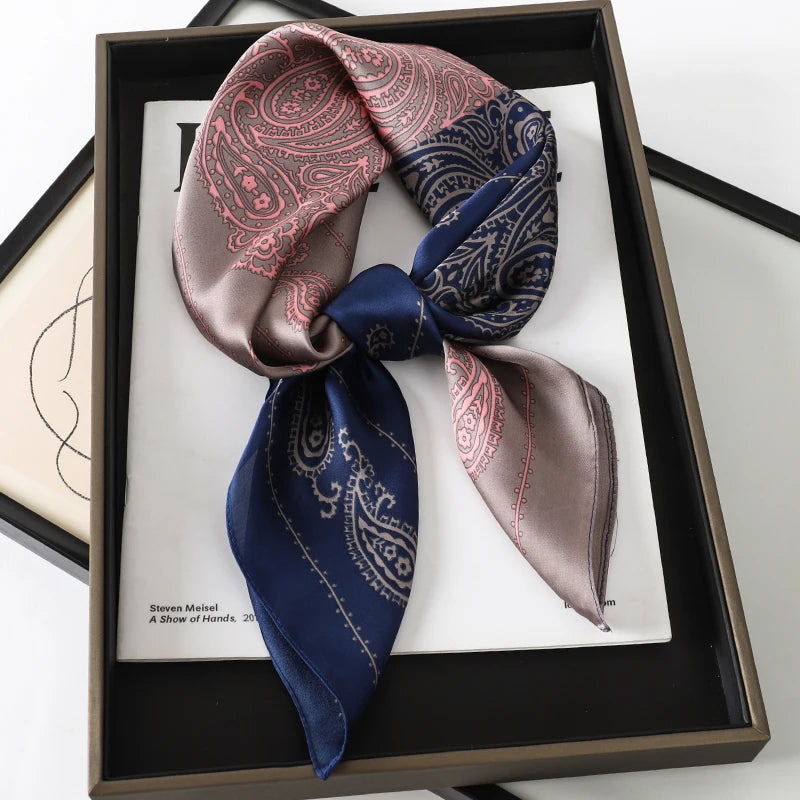 SENAIFEI Printed Silk Scarf — Luxury Square Shawl & Decorative Headband