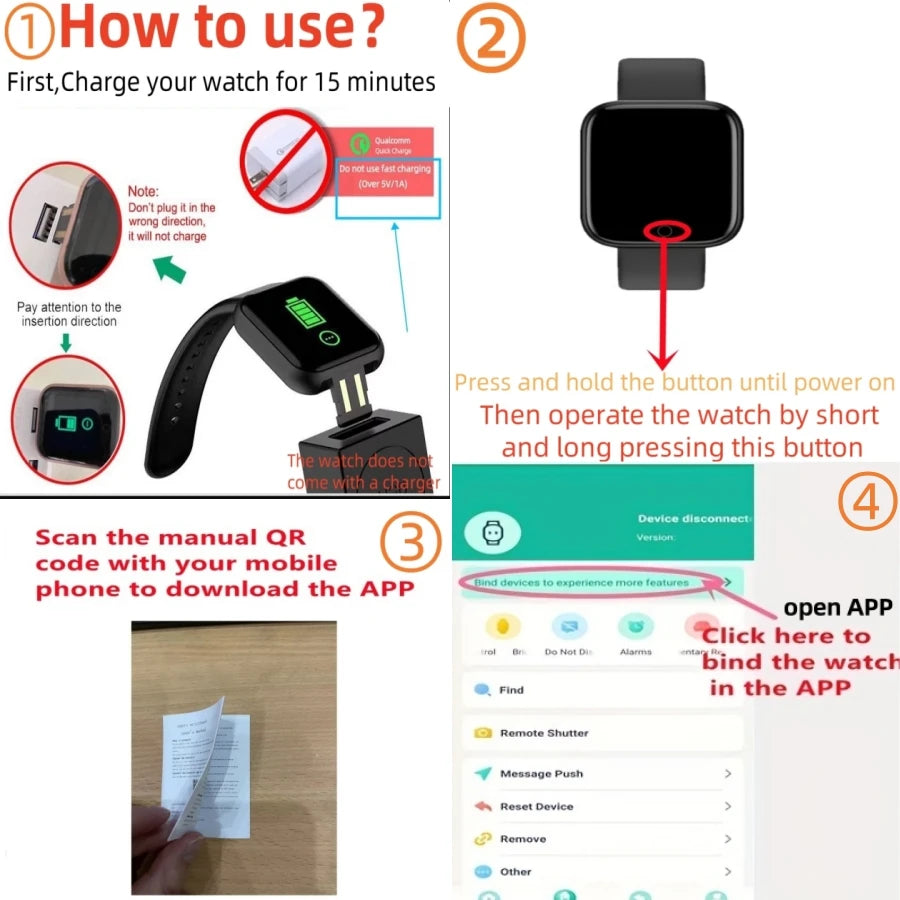 CHAONB Multifunction Smart Watch — Fitness Tracker & Message Reminder