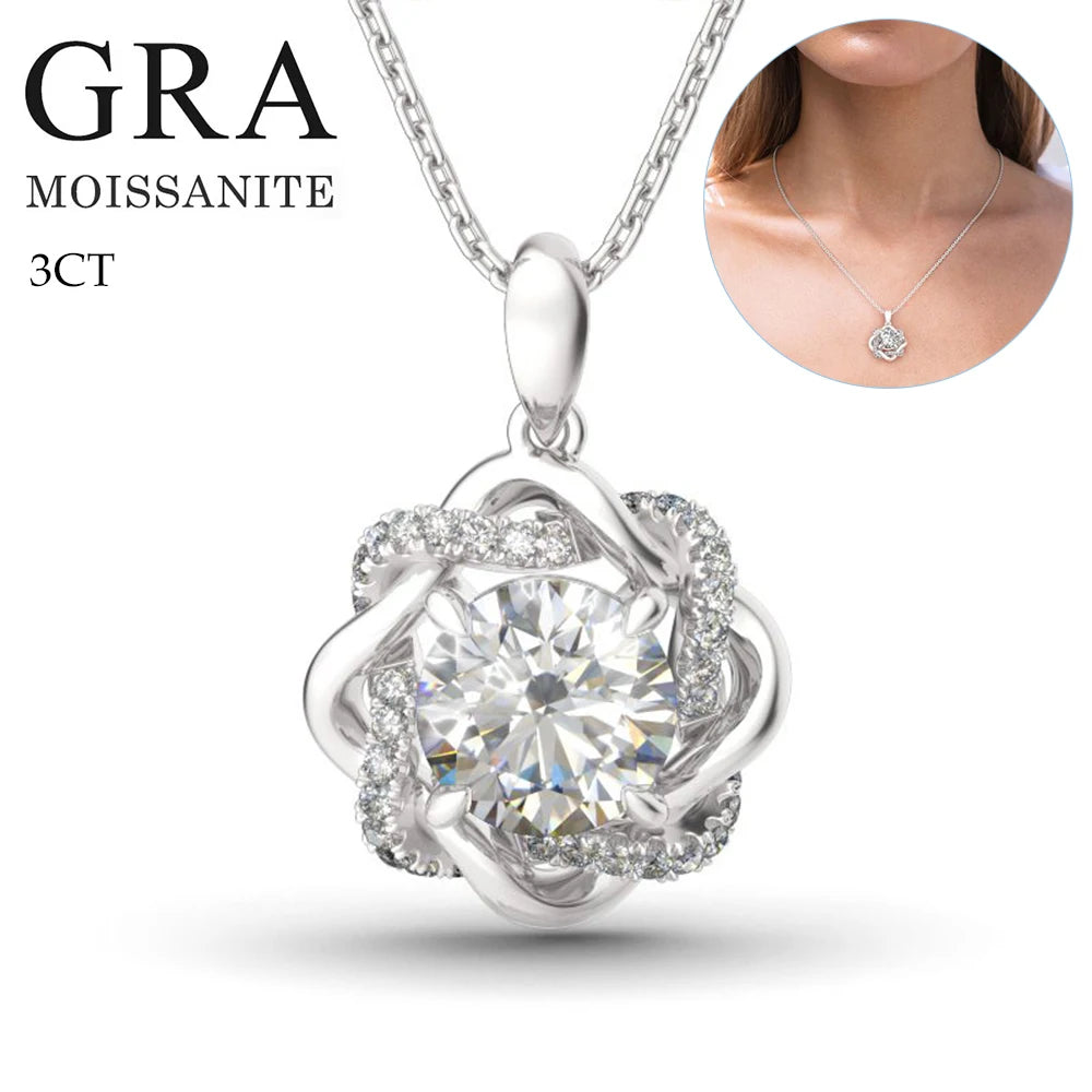 Silver Chakra Moissanite Jewelry Set — Luxury Necklace, Earrings & Bangle