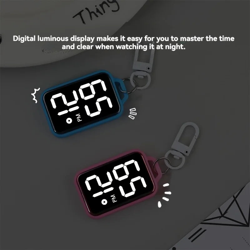 Digital LED Keychain Pocket Watch — Luminous Touch Display Pendant