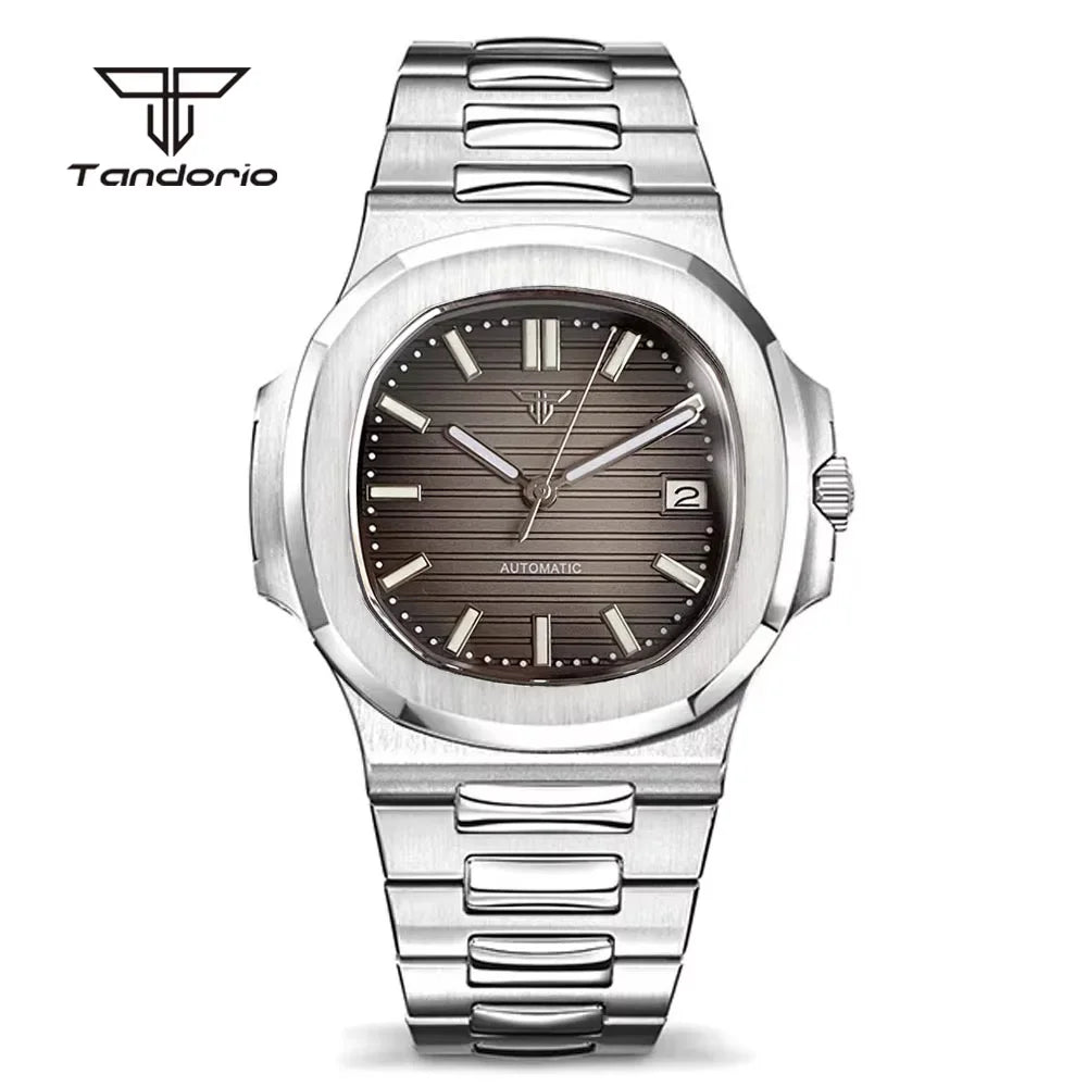tandorio Square Automatic Watch — 40mm Stainless Steel Mechanical Wristwatch